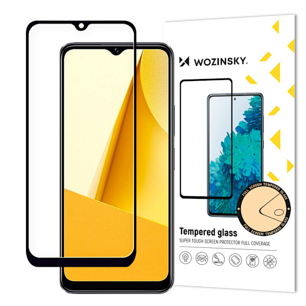 Wozinsky Helfyllt Härdat Glas för Vivo Y16/Y02s med Svart Ram (C