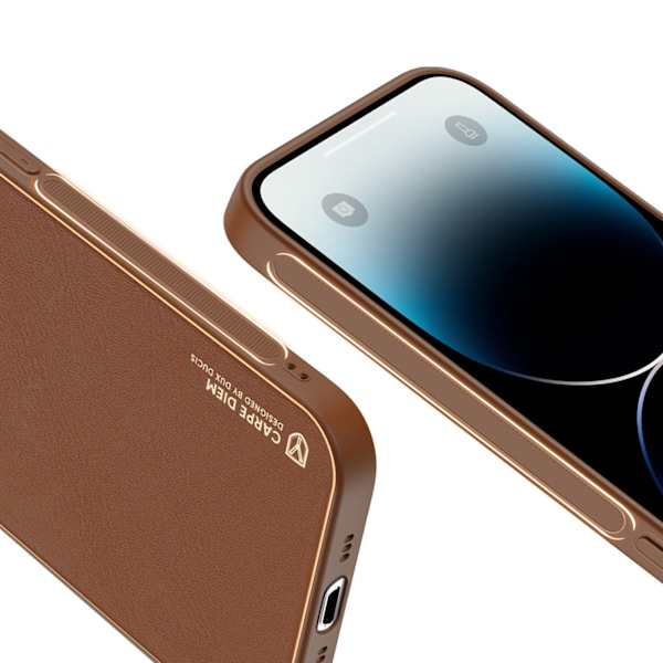 Dux Ducis Yolo Elegant iPhone 14 Pro Fodral - Brun Syntetläder S