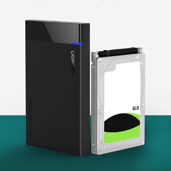 Ugreen Adapter Fodral för SATA 2.5'' Disk/ 6TB/ USB-C 3.0 Svart