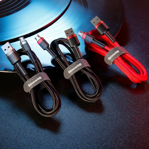Baseus Cafule Slitstark Nylonkabel USB/micro USB 2A 3M Svart-Grå