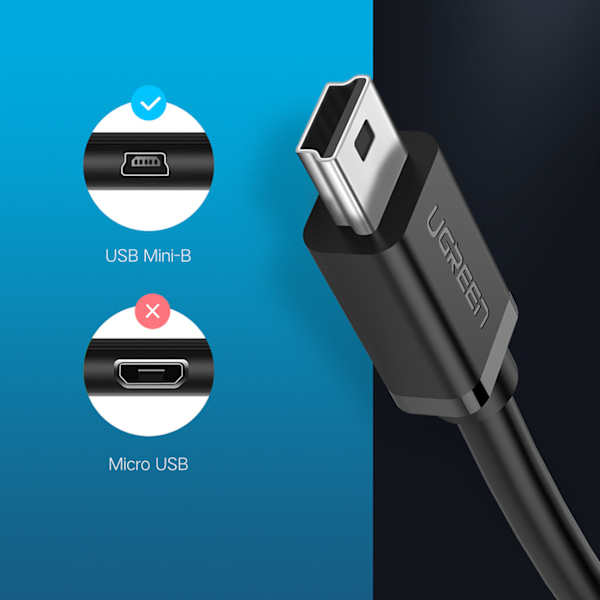 Ugreen US249 Adapter Mini USB-B till USB-A OTG 10 cm - Grå