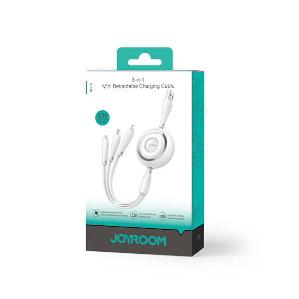Joyroom Flerfärgad Serie 3-i-1 Utdragbar Kabel USB-A till USB-C