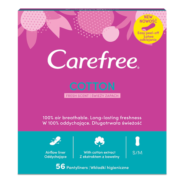 Carefree Cotton Feel Normala Fresh Doft Hygieniska Inlägg/ 56 st