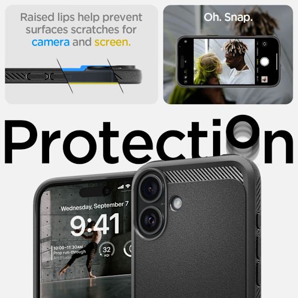 Spigen Rugged Armor MagSafe Skal för iPhone 16 - Svart