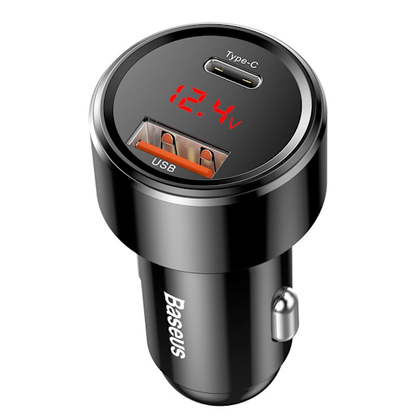 Baseus Magic Series Biladapter 45W USB-C PD / USB-A QC - Svart