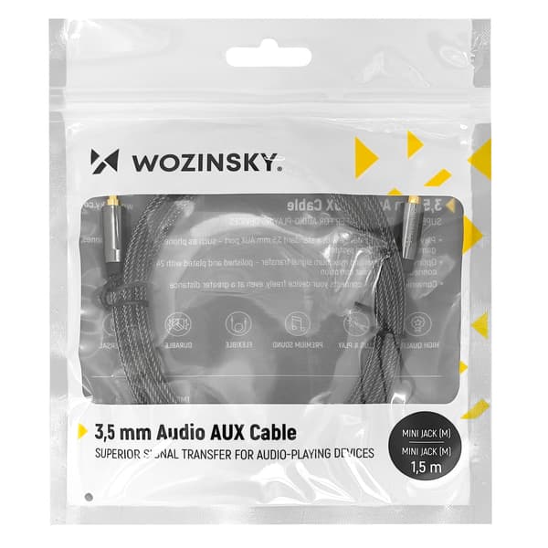 Wozinsky Universell Mini Jack till 2x AUX Kabel 1.5m Svart
