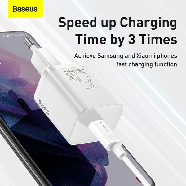 Baseus Si Snabbladdare USB-C 25W 3A med USB-C / USB-C Kabel 1m -