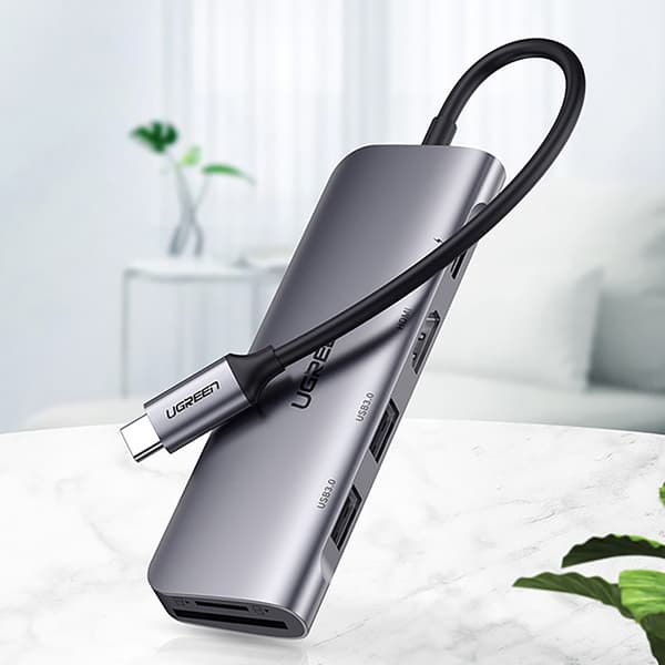 Ugreen CM195 6-i-1 Adapter USB-C: HDMI & 2x USB-A 3.0 & USB-C PD