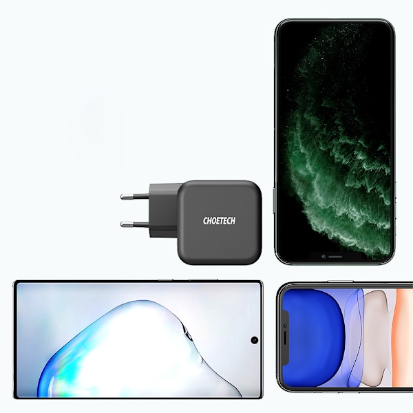 Choetech Snabbladdare GaN Vägg USB-C 61W 3A Power Delivery Svart