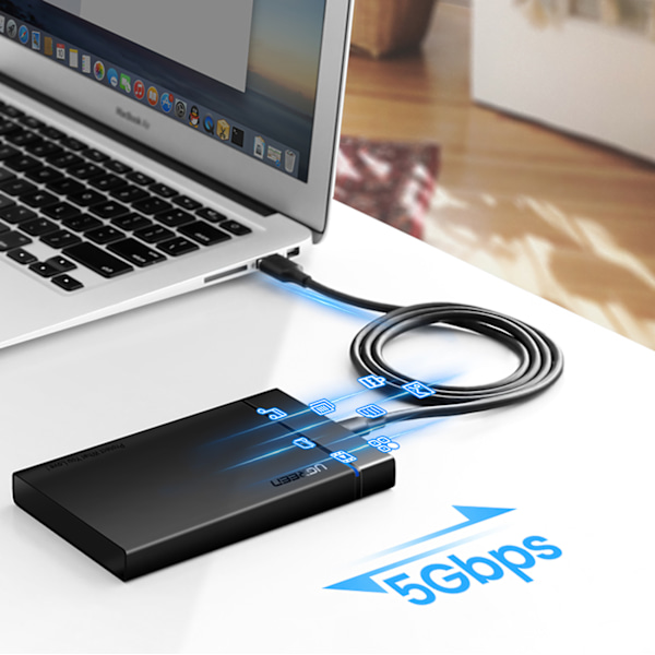 Ugreen US184 20882 USB-A 3.0 till USB-C Kabel 3A 1m - Svart