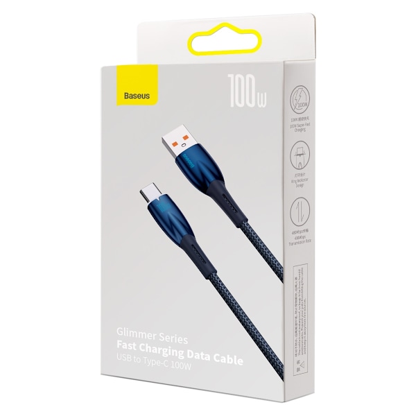 Baseus Glimmer USB-A till USB-C Snabbladdningskabel 100W 480Mb/s