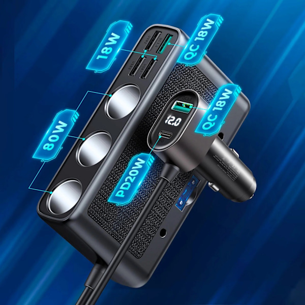 Joyroom JR-CL06 154W Billaddare 9-i-1 Svart - 5x USB (A/C)/ 3x C