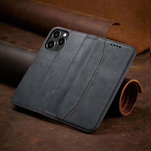 Magnetisk Läderfodral för iPhone 14 Pro - Svart Plånbok med Stat