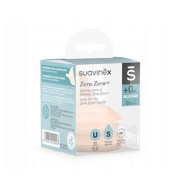 Suavinex Långsamt Flödande Dinappar till Zero Flaskor/ 2-pack