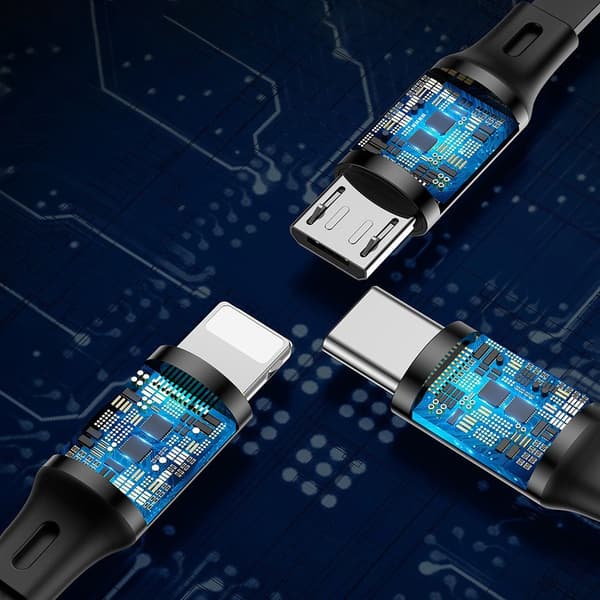 Baseus Golden Loop utdragbar kabel 3-i-1 USB - micro USB / Light