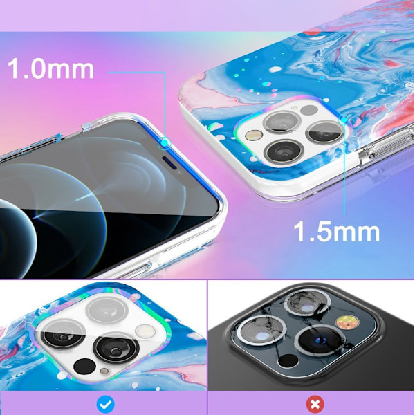Kingxbar Akvarellserie Färgglatt Skal för iPhone 12 Pro Max Blår