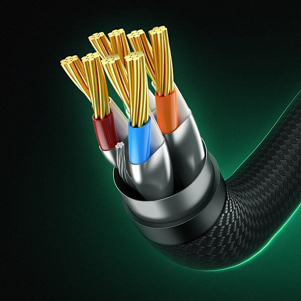 Baseus Snabb Nätverkskabel RJ45 Cat. 8 40Gbps 1m Flätad Svart