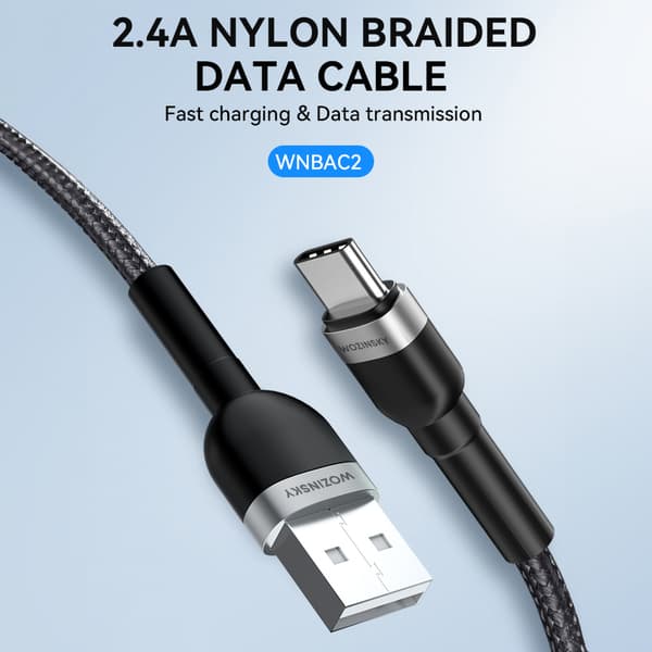 Wozinsky USB-A till USB-C Kabel 2m 2/4A - Svart
