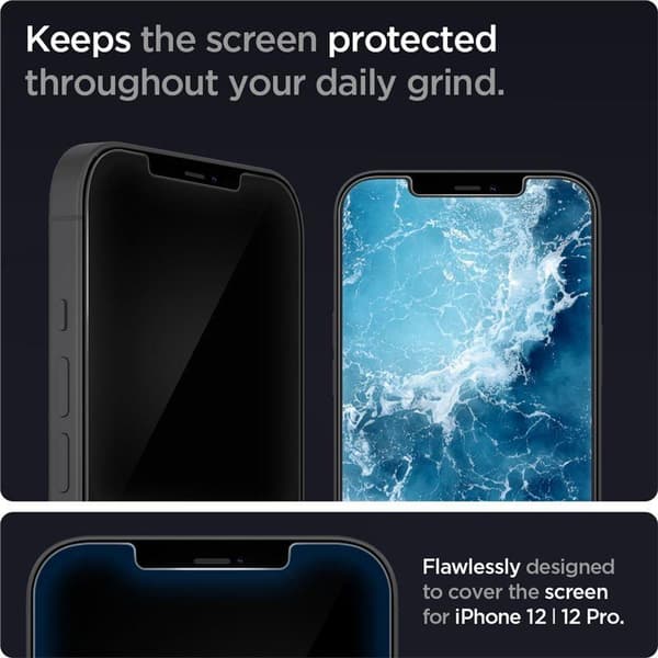 Spigen Glas.tR EZ Fit Härdat Glas för iPhone 12/12 Pro - 2-pack