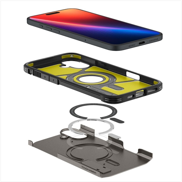 Spigen Tough Armor MagSafe Skal med Stativ för iPhone 16 - Gunme