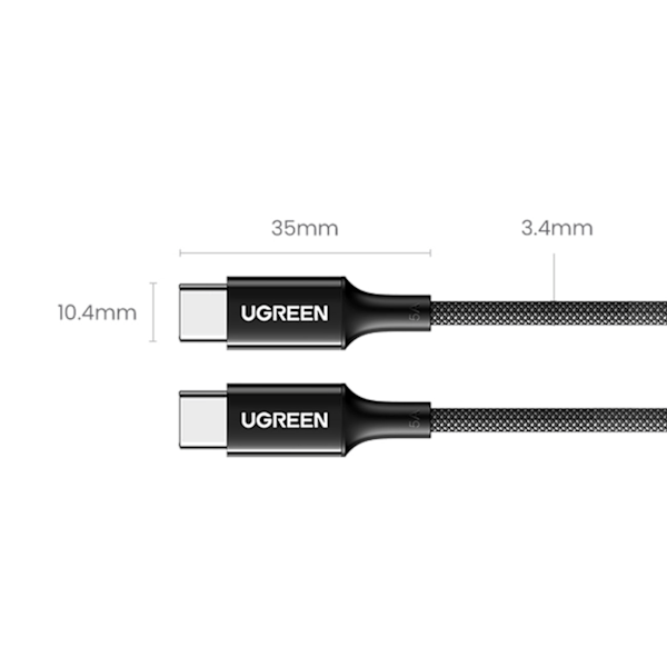 Ugreen USB-C till USB-C Kabel US557/ 100W PD/ 1m - Svart