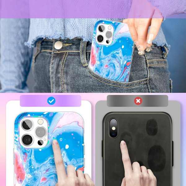 Kingxbar Akvarellserie Färgglatt Skal för iPhone 12 Pro Max Blår