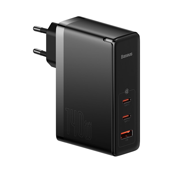 Baseus GaN5 Pro Snabbladdare 2xUSB-C+USB 140W EU Svart (CCGP1002