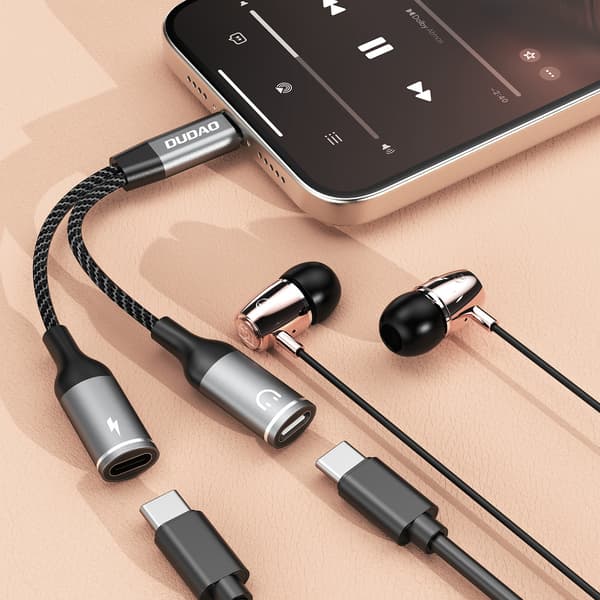 USB-C Adapter Dudao L13C+ 2-i-1 - Grå