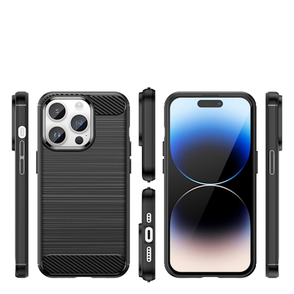 Kolfiberfodral Flexibel Gel Skal för iPhone 14 Pro Max Svart