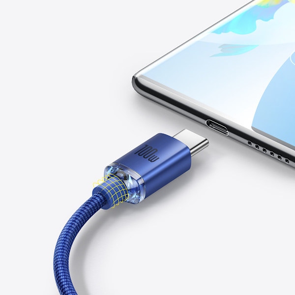 Baseus Crystal Shine 100W USB-A till USB-C Snabbladdningskabel 1