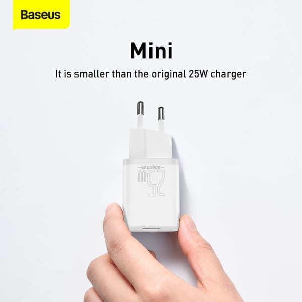 Baseus Si Snabbladdare USB-C 25W 3A med USB-C / USB-C Kabel 1m -