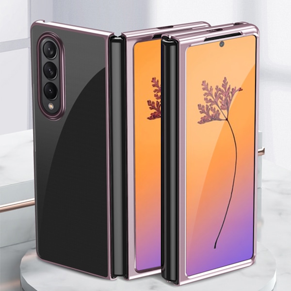 Förkromat Skal Samsung Galaxy Z Fold 4 med Metallisk Ram Rosa