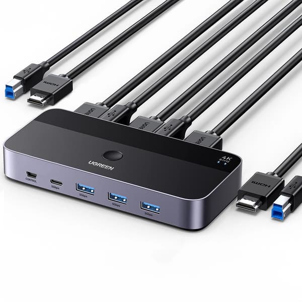 Ugreen CM664 KVM-switch HDMI 2-i-1 - Svart