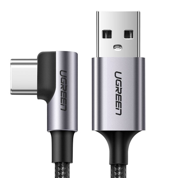 Ugreen USB-A till USB-C Kabel 3A 2m Grå - Vinklad Design
