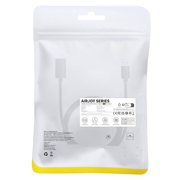 USB 2.0 Förlängningskabel 1.5m Baseus AirJoy-serien - Svart