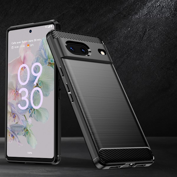 Elastiskt Svart Kolfiberfodral För Google Pixel 7
