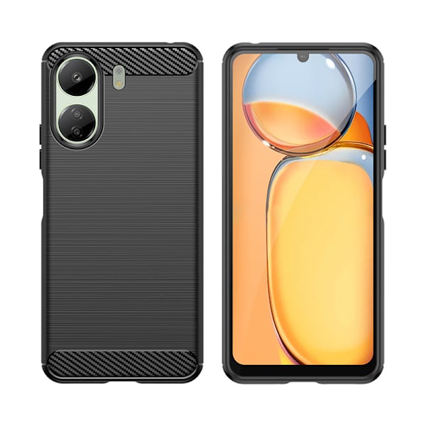 Karbonfodral för Xiaomi Redmi 13c - Flexibel Silikon Svart Skydd