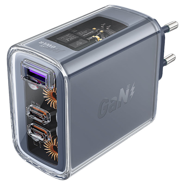 Acefast GaN Snabbladdare 65W med 3 portar (1 USB/ 2 USB-C) Grön
