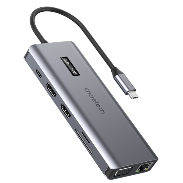 Choetech 12-i-1 USB-C Hub med Display – Universell anslutning fö