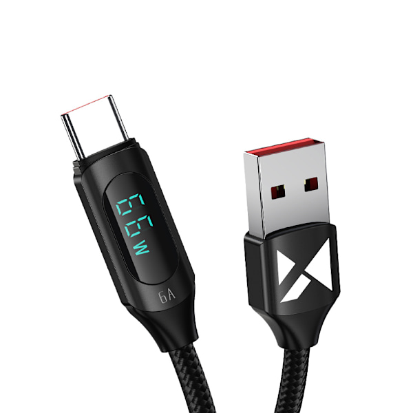 USB A-USB C Kabel Wozinsky WUACC2 med Display/ 66W/ 6A/ 2m/ Svar