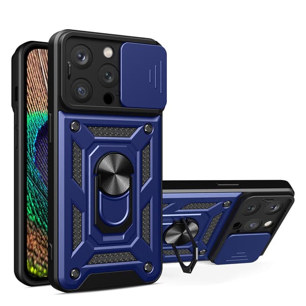 iPhone 14 Pro Hybrid Armor Camshield Skal med Kameraskydd - Blå