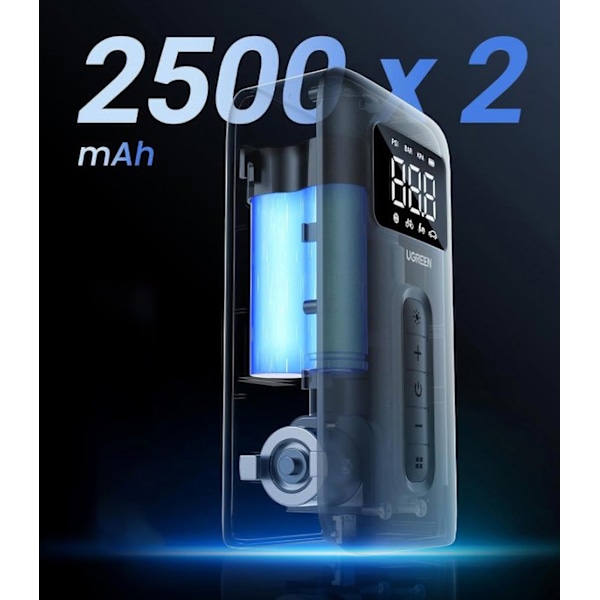 Ugreen CD259 Batteridriven Luftpump med LED-belysning - Svart