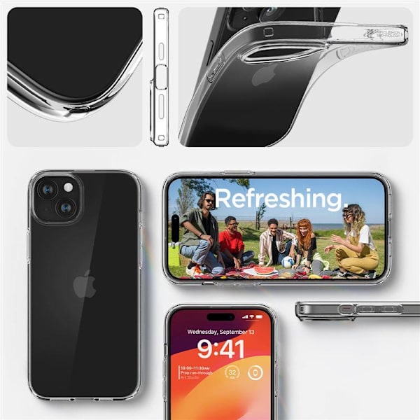 Transparent Spigen Crystal Flex Cover för iPhone 15 Plus