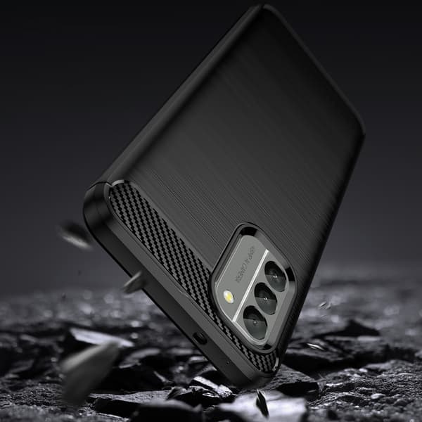 Nokia G400 Flexibelt Silikonfodral med Kolfiberdesign - Svart