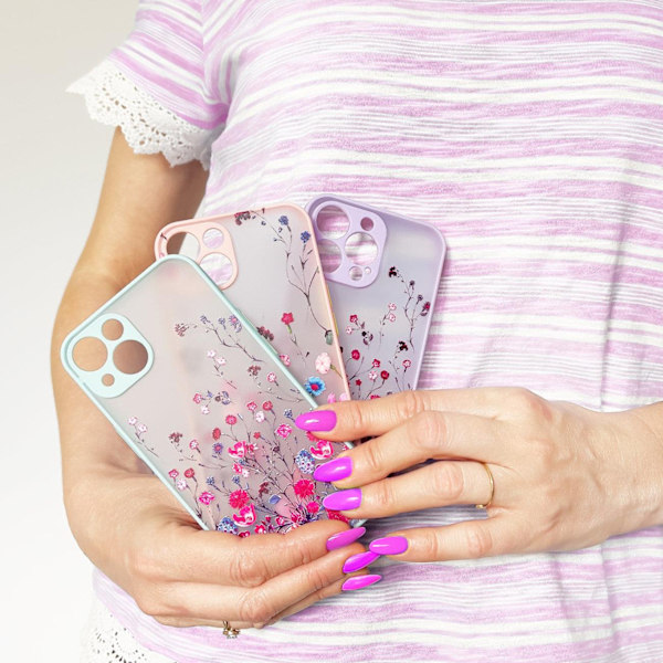 Designfodral skydd för iPhone 12 Pro Max mörkblå blommönster