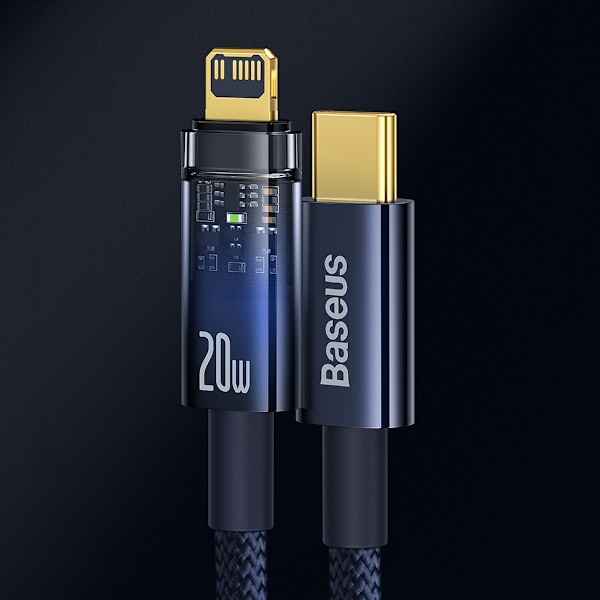 Baseus Lightning till USB-C Kabel 20W 480Mb/s 1m Blå
