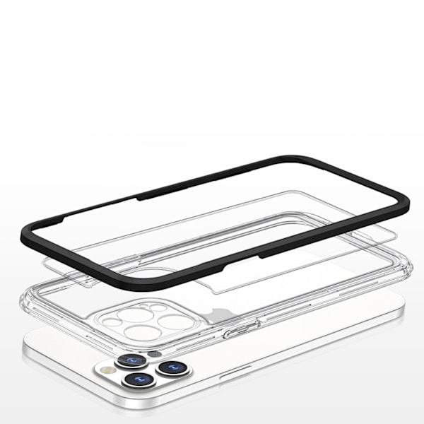 Transparent 3-i-1 fodral för iPhone 12 Pro Max med svart ram