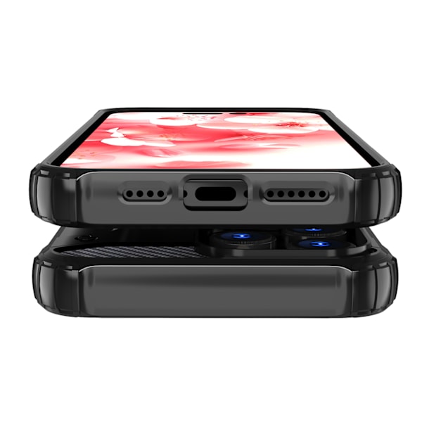 Skyddande Hybrid Armor Fodral för iPhone 16 Pro Max - Svart
