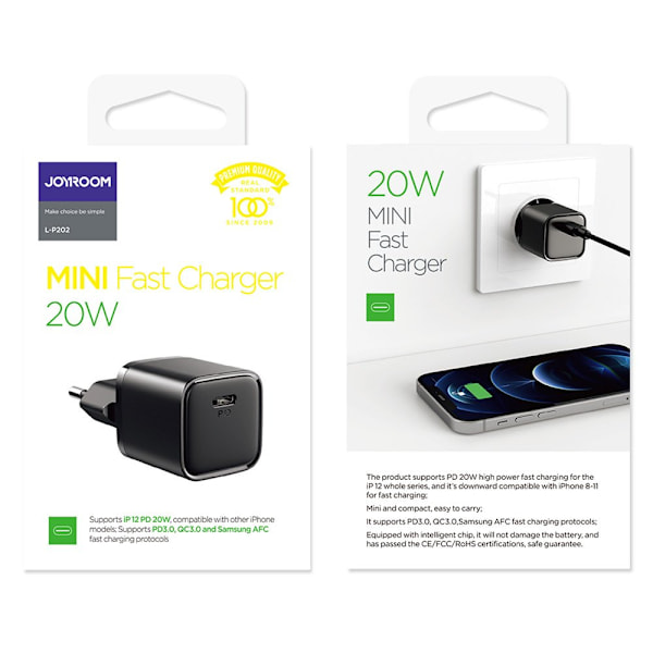 Joyroom Snabbladdare USB Typ C 20W Power Delivery Quick Charge 3