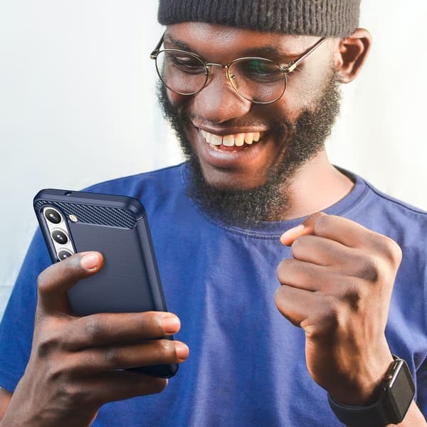 Samsung Galaxy S23+ Blå Karbon Silikonfodral - Flexibel Skyddand